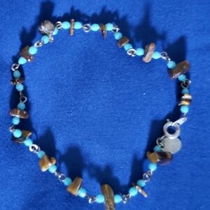 Turquoise and Brown Beaded Bracelet/Anklet